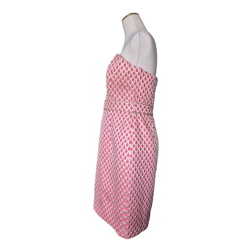 Lilly Pulitzer Josephina Strapless Dress Size 10‎ Coral Scallop Jacquard New - Picture 3 of 10